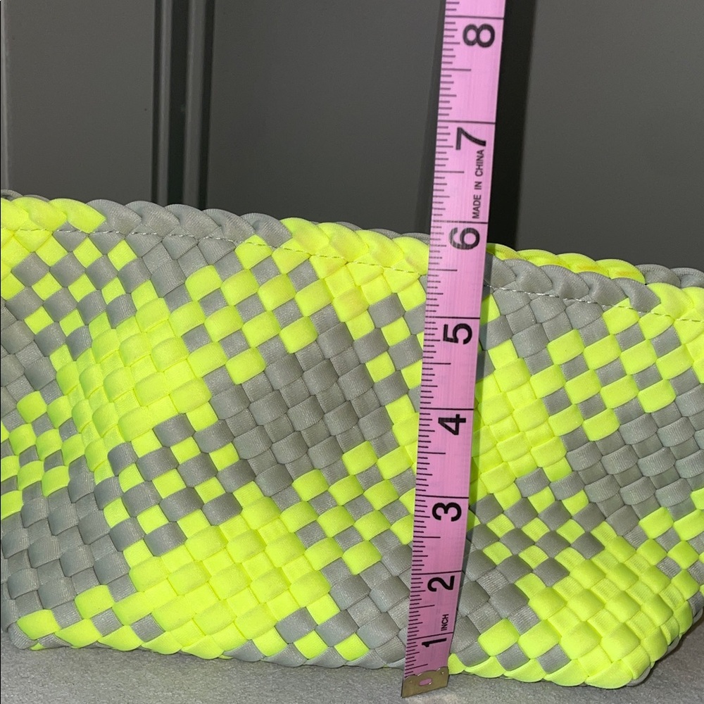 Naghedi Neon Yellow and Gray Woven Cosmetic Pouch - Picture 11 of 13